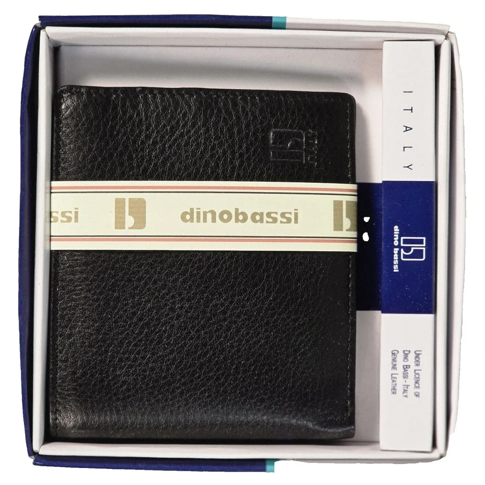Dino Bassi Italy Men's Black Leather Wallet Billfold, New With Box